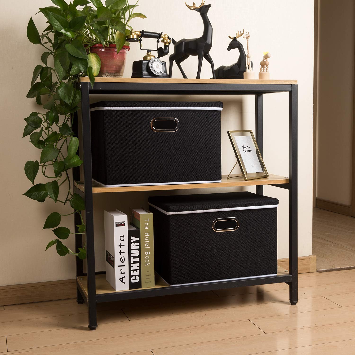 Large Foldable Storage Box with Lid [1-Pack] Fabric Collapsible Storage Bin O...