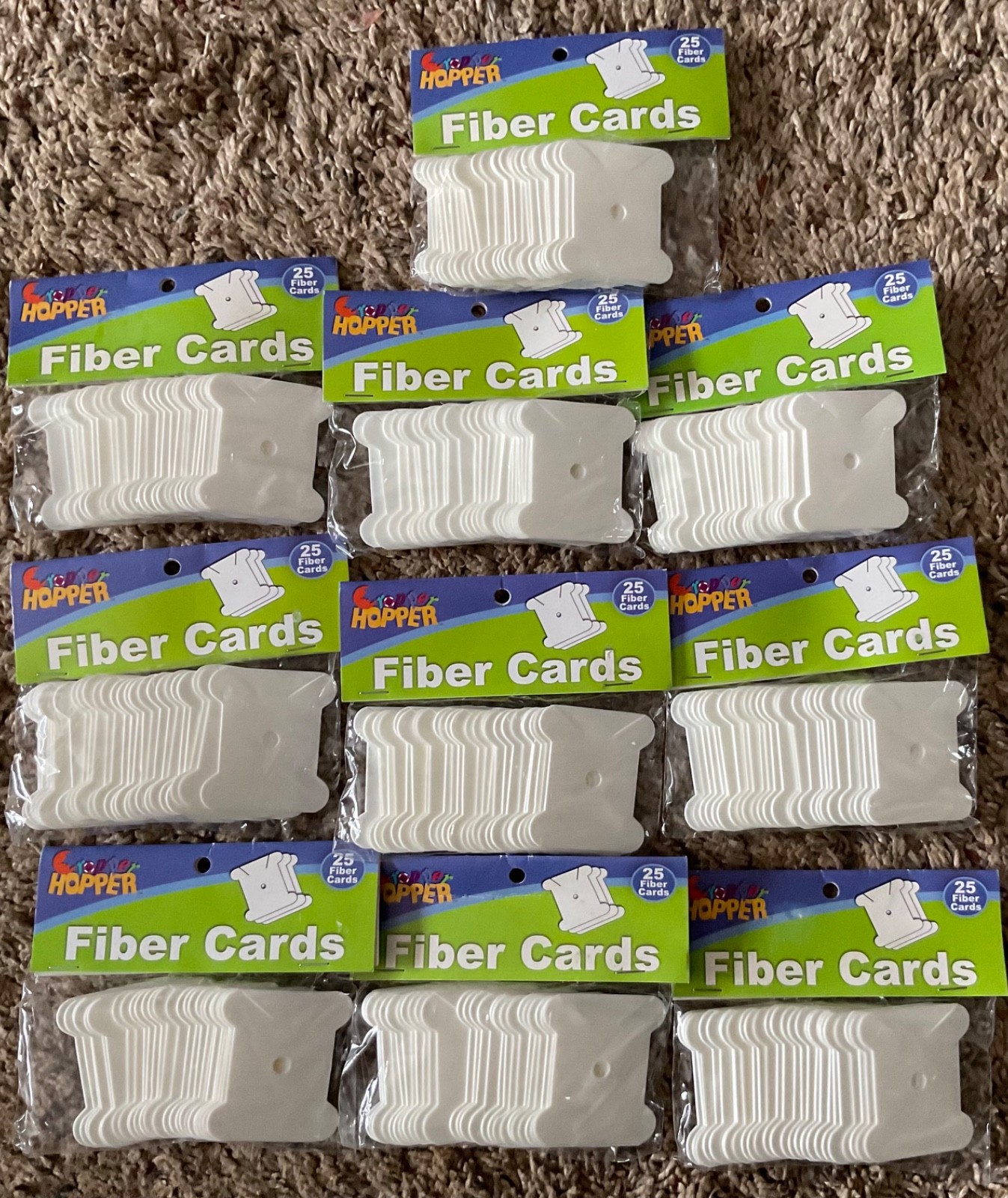 NEW Lot Of 10 Pkgs. Cropper Hopper FIBER CARDS For Ribbon, Floss, & Fibers 250