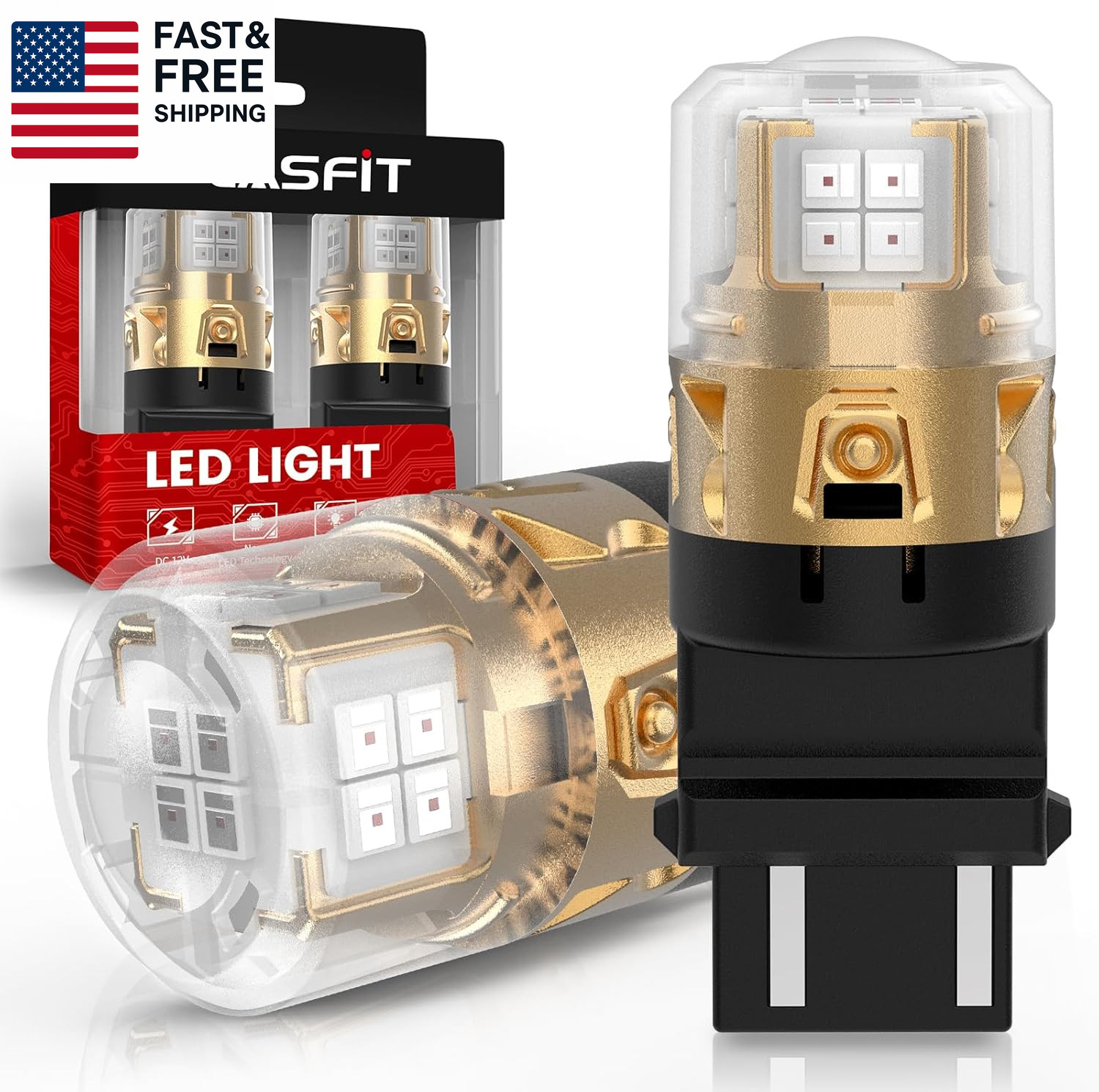 L2 3157 LED Bulbs Red Brake Light, 2025 Upgraded 500% Super Bright Automotive