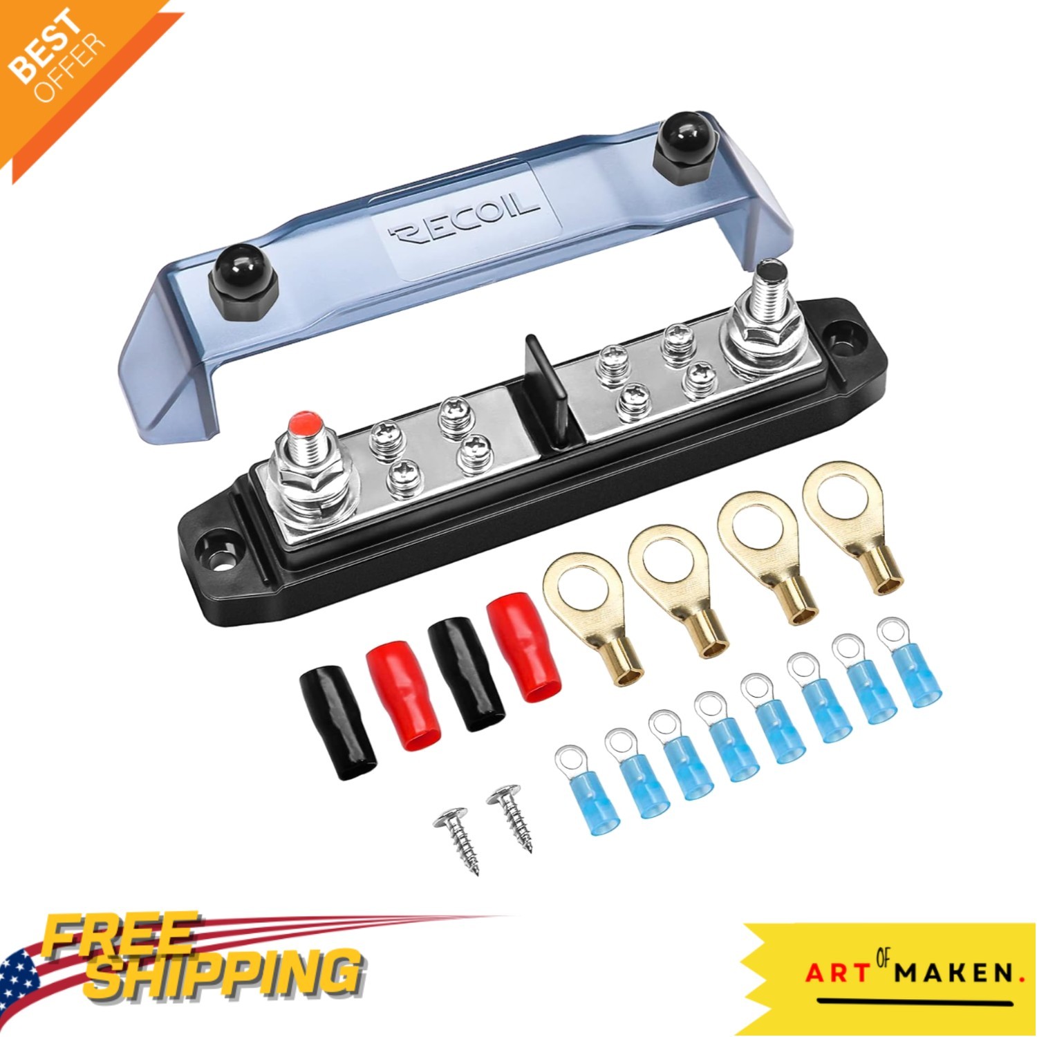 Durable Busbar Power Module with 10 Contacts & Stainless Steel Accessories