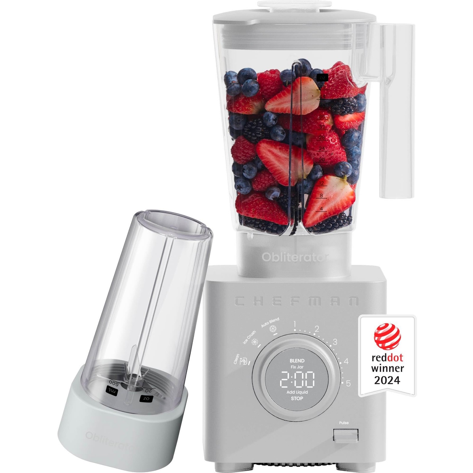 Chefman Obliterator 48 Oz Countertop Blender Smoothies, 1380W Motor Crush Ice