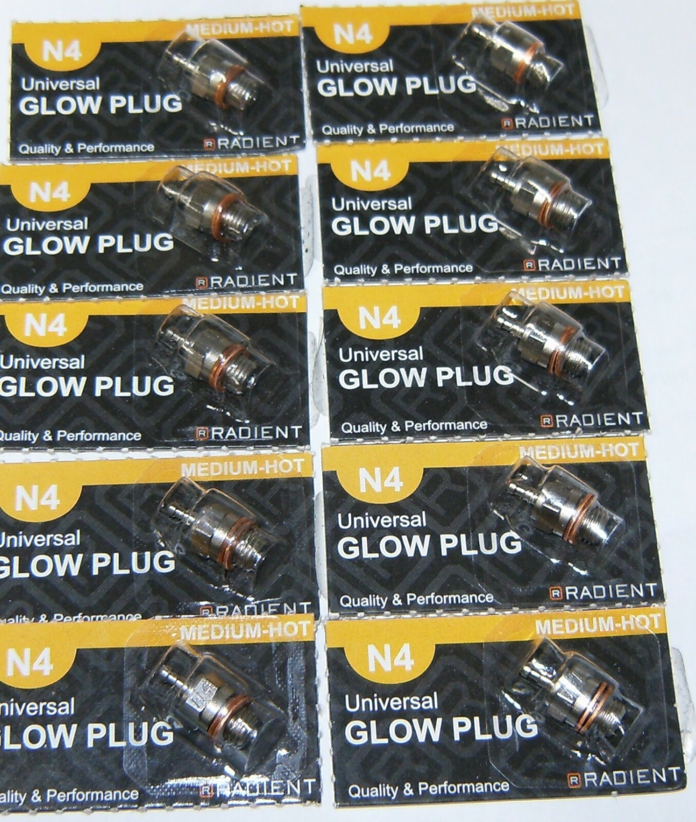 Radient Losi HPI OFNA Kyosho Glow Plugs (10) N4 Medium-Hot For 12-.21ci (3.3cc)