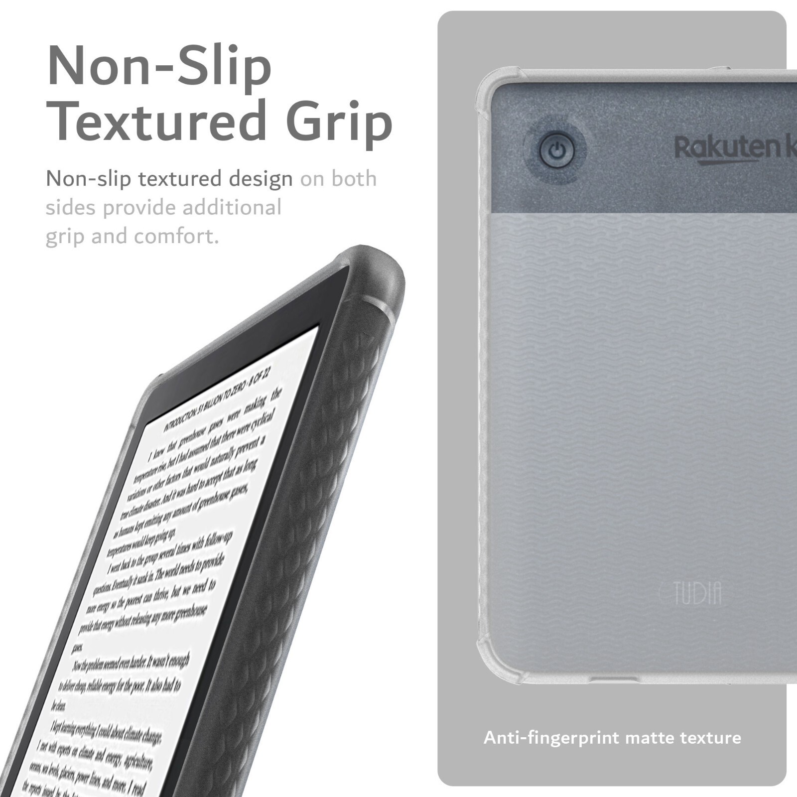 TUDIA for Kobo Clara 2E Case, [SKN] Shockproof Lightweight TPU eReader Cover