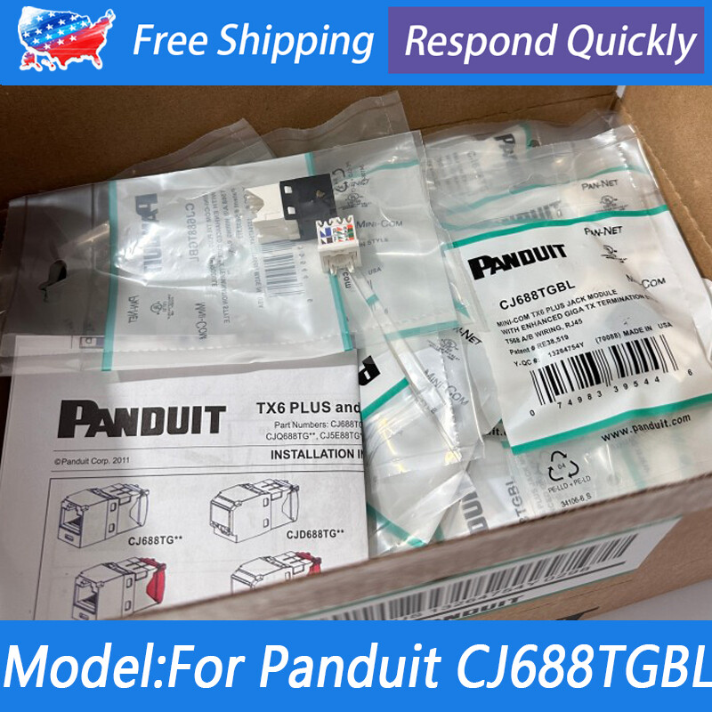 NEW Fits Panduit Giga TX Cat6 jack Black CJ688TGBL BOX OF 100. Free shipping