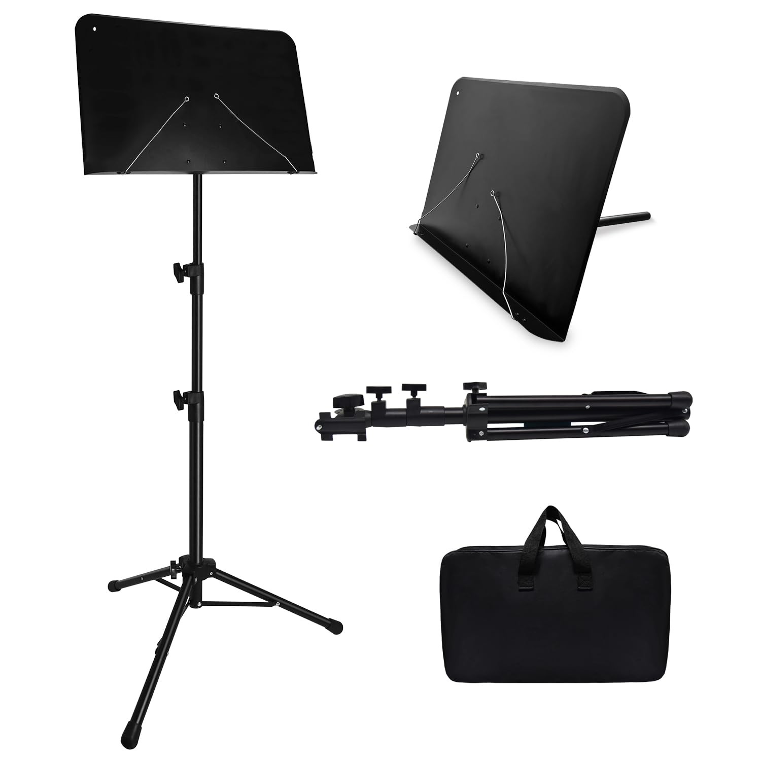 Adjustable Sheet Music Stand 57IN Tall Music Stand with Storage and Display