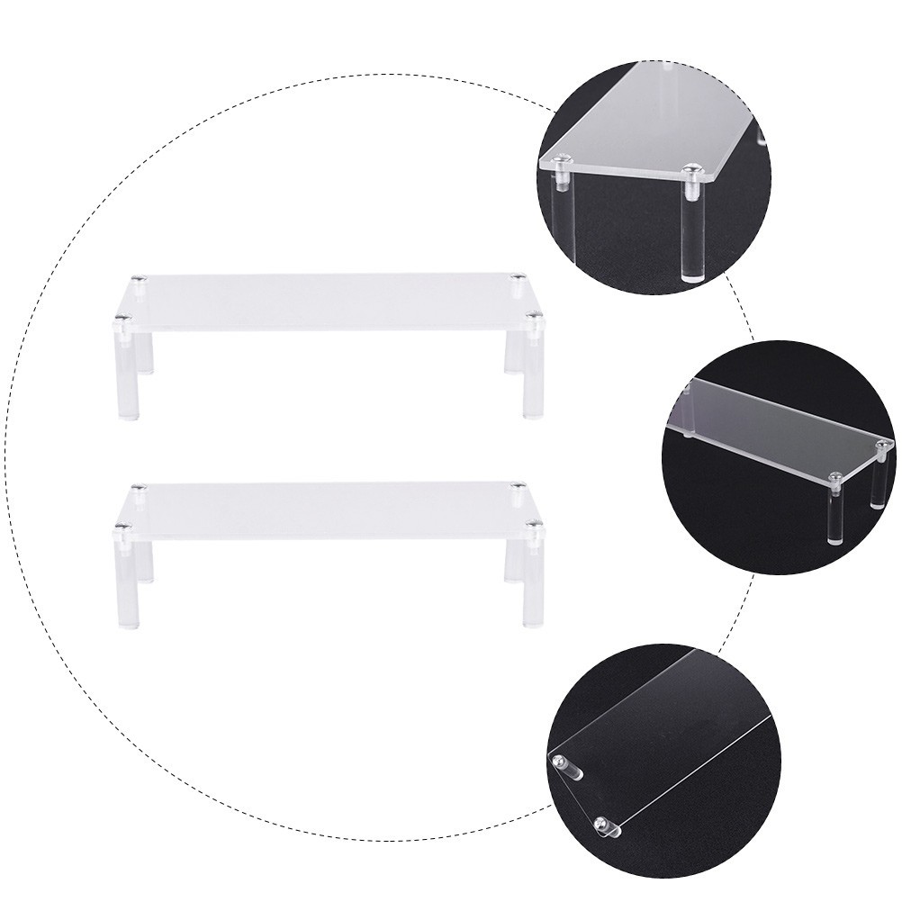 2Pcs Reusable Acrylic Display Stand Transparent Showing Shelf for Small Spaces