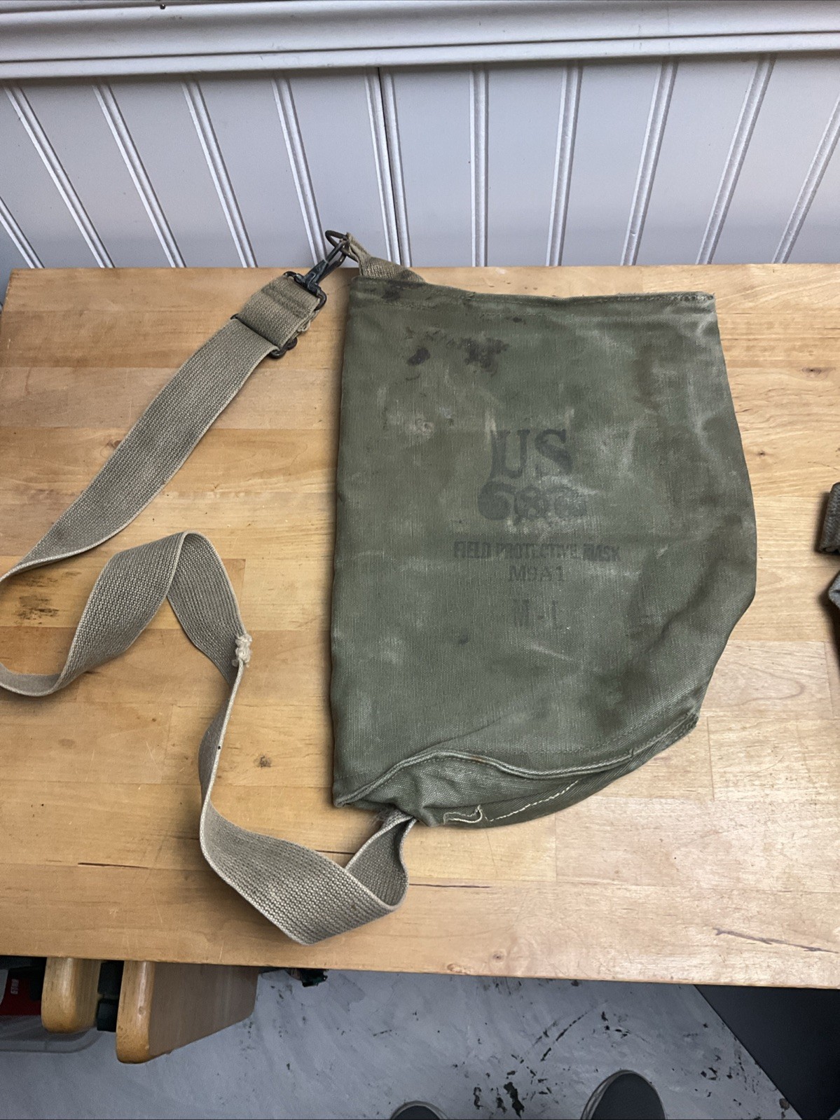 P US Olive Canvas Gas Mask Bag Field Protective M9A1 M-L