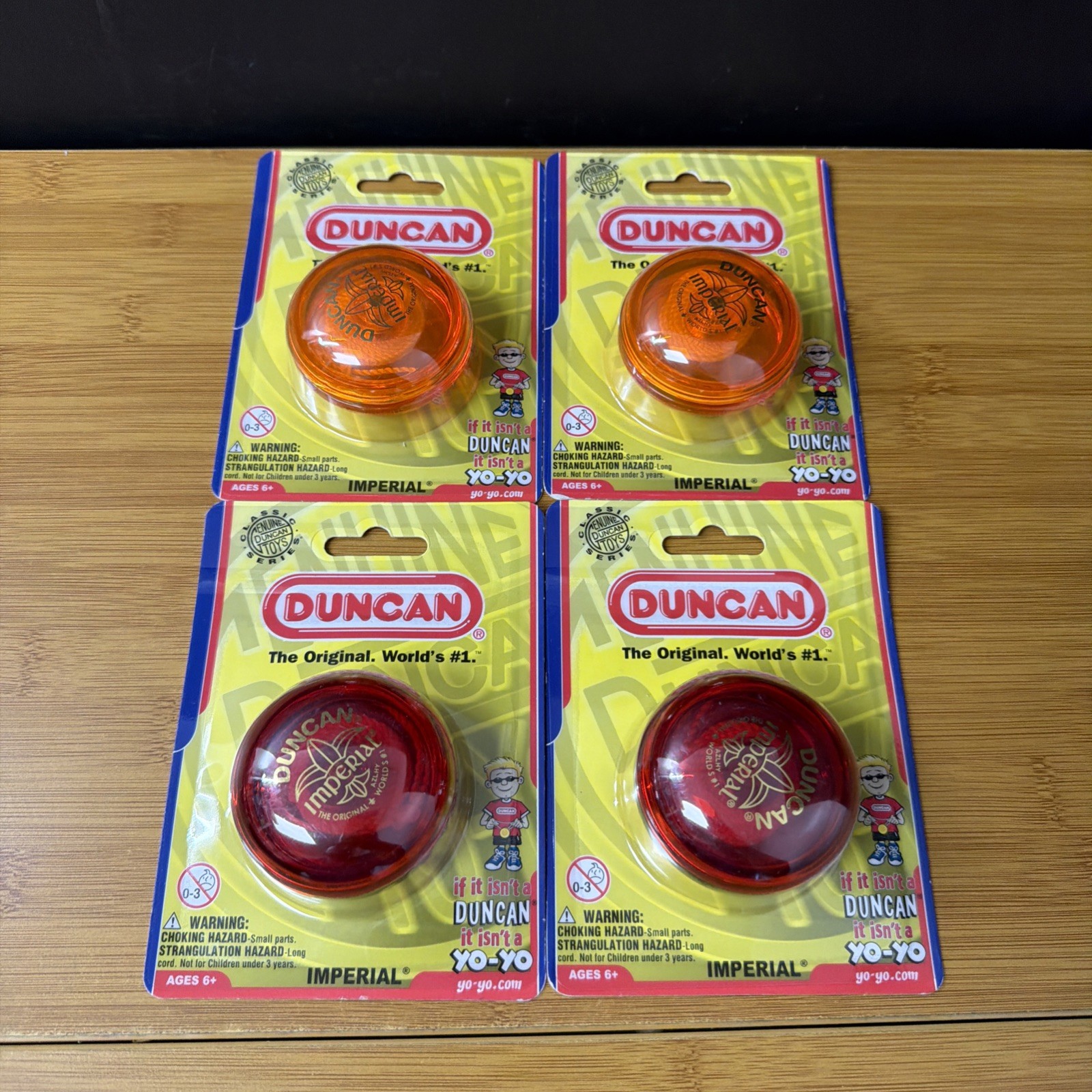 Lot of 4 Duncan Imperial Yo-Yo Bundle (2 Red & 2 Orange) Genuine Classic New