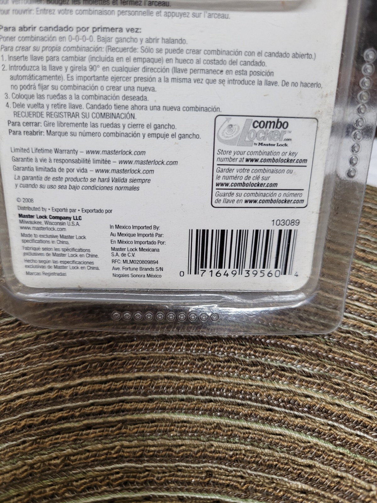 Master Lock 175D Combination Padlock 2" inch Wide. Resettable Combo
