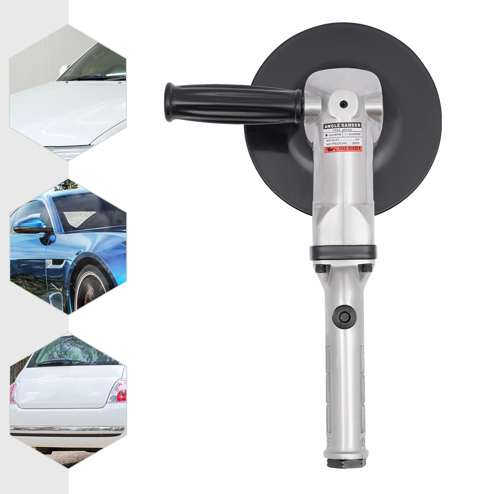 7" Air Angle Sander Pneumatic Sander Sanding Tool Hand Polisher 4500RPM