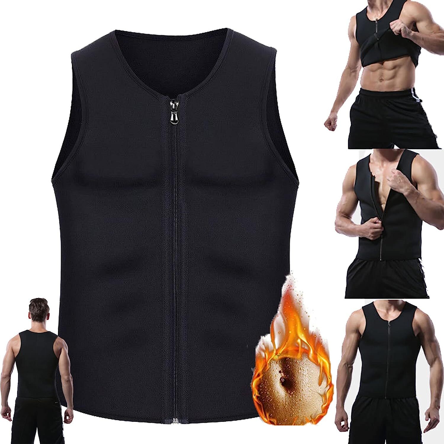 Gynecomastia Compression Zipper Vest Compress Tank Top for Men Sweat Body Shaper