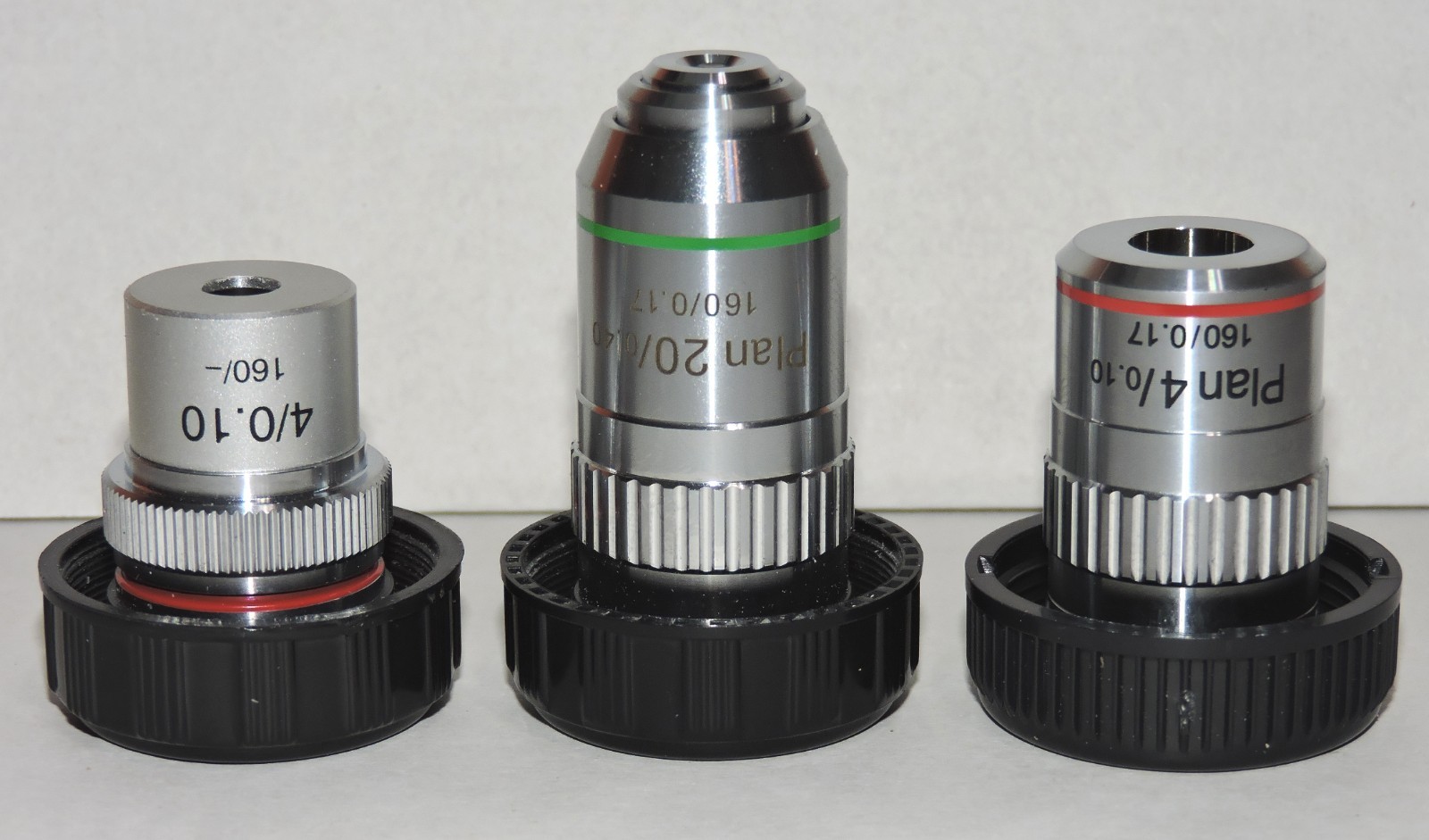 Lot of 3 AmScope PA20X Plan Achromatic Microscope Lenses