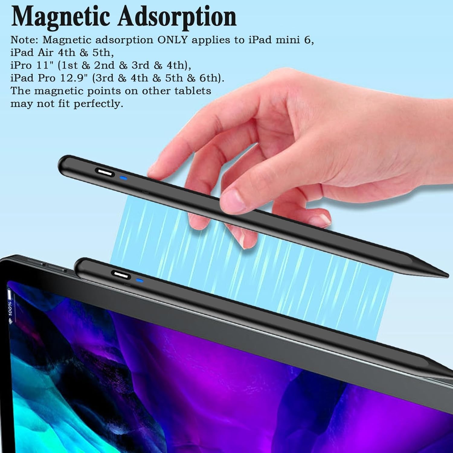 High Precision Stylus Pen for Android Tablets & iPhone with USB-C Charging