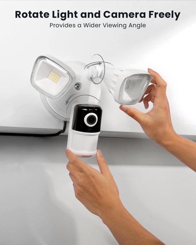 ieGeek Floodlight Camera, Outdoor Home Security Camera, 2K Wired Night Vision