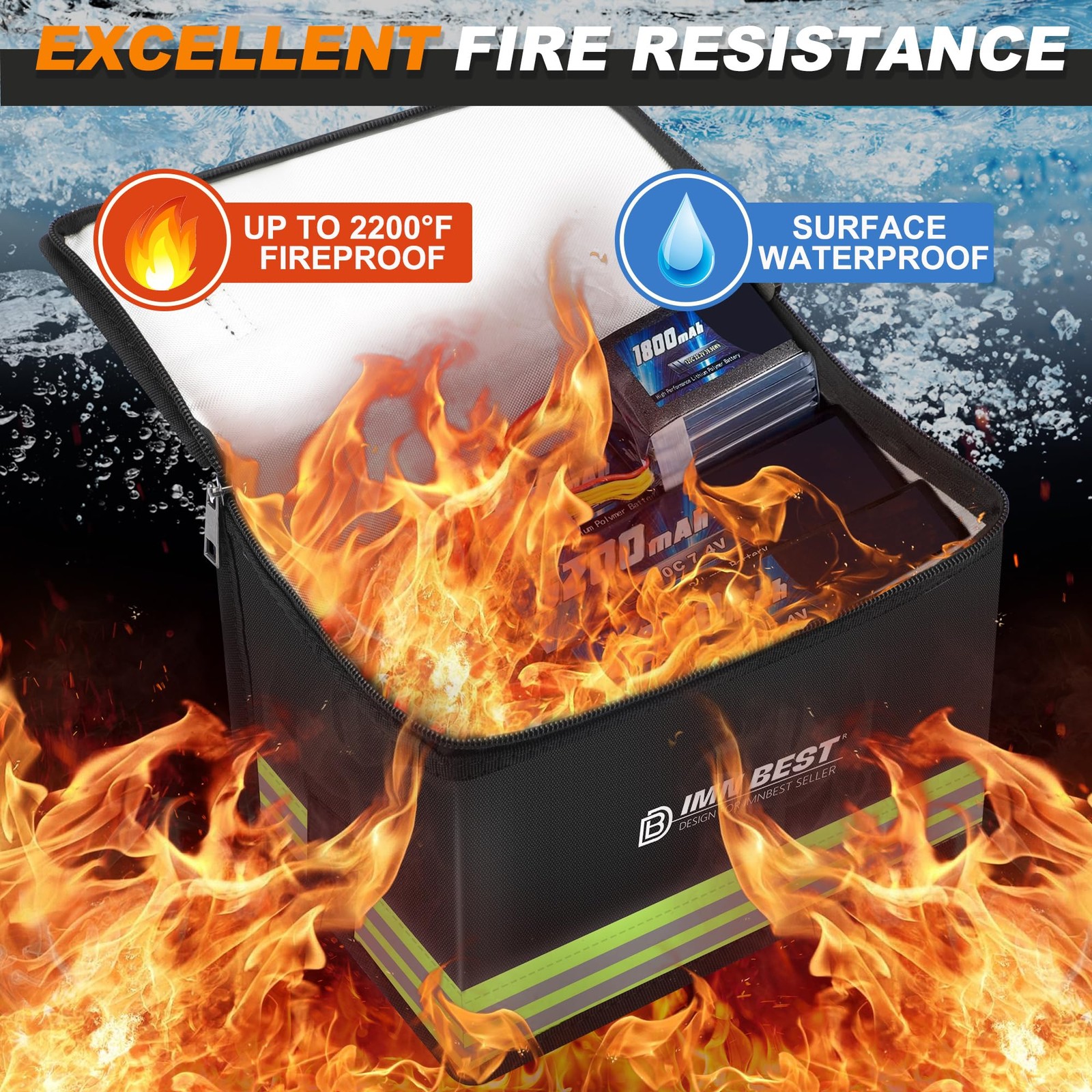 Fireproof Lipo Battery Storage Bag - Large Capacity, Explosion-Proof, Safe