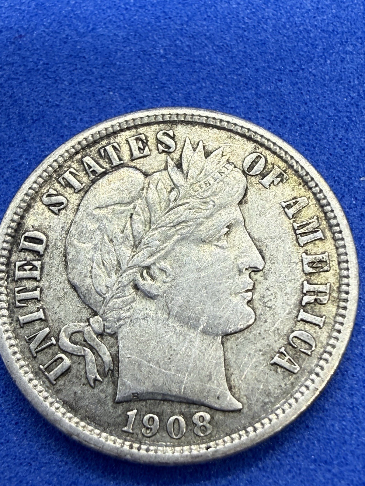 1908 Barber Dime High Grade XF/AU