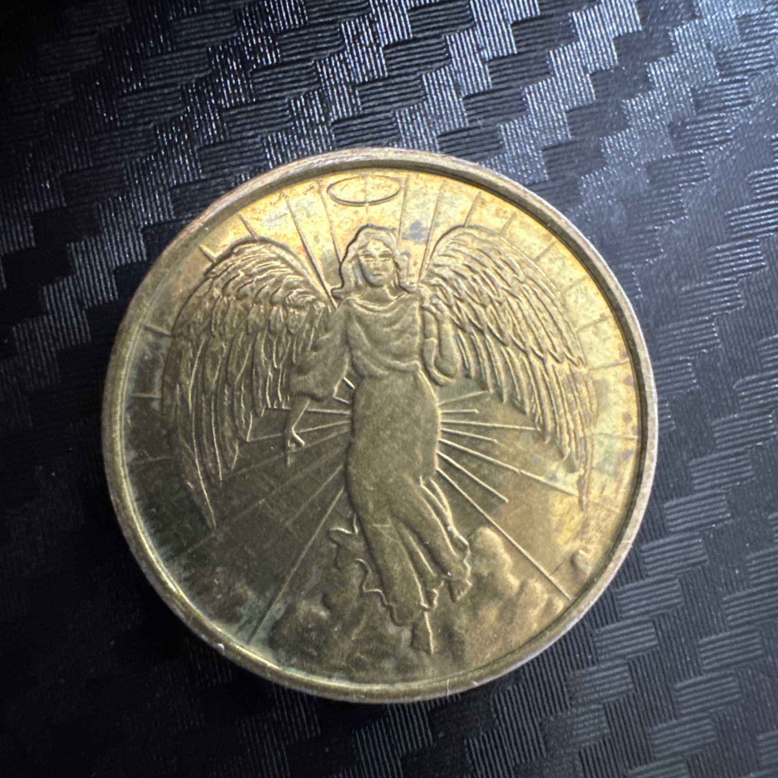 Vintage Guardian Angel-Double-Sided Gold Plated Good Luck Collectors Coin Unc