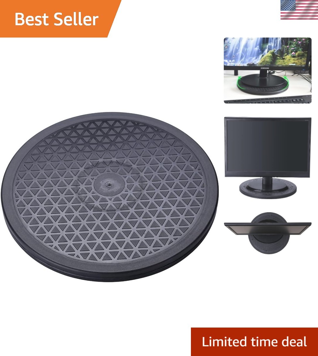 Durable 12-Inch Steel Swivel Stand with Anti-Slip Bumper for TVs & Collectibles