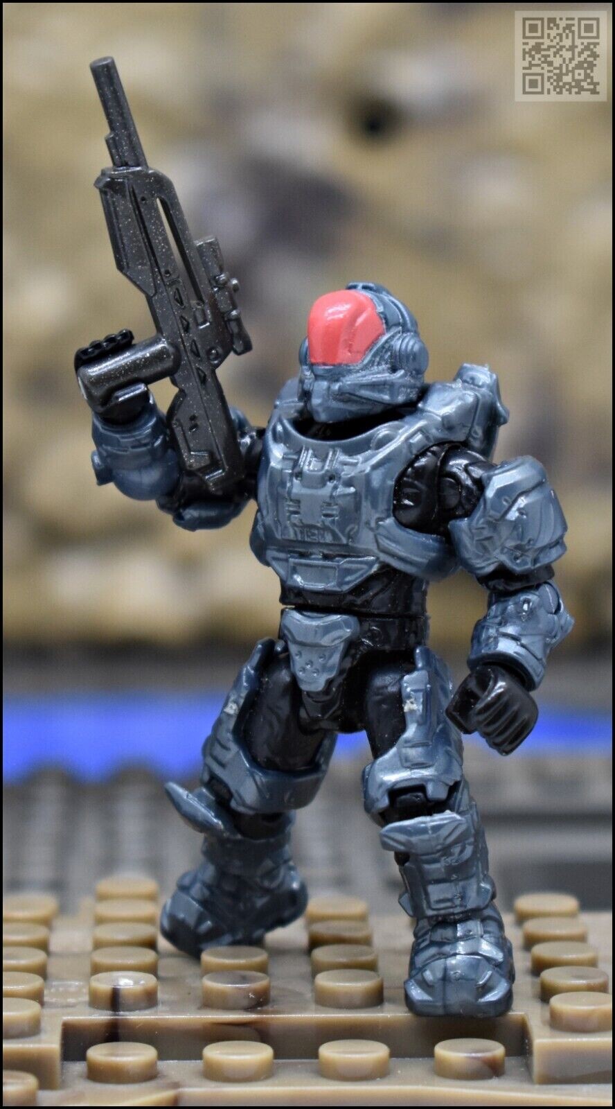HALO MEGA BLOKS BLUE STEEL UNSC SPARTAN ORBITAL MINI FIGURE CHARLIE SERIES