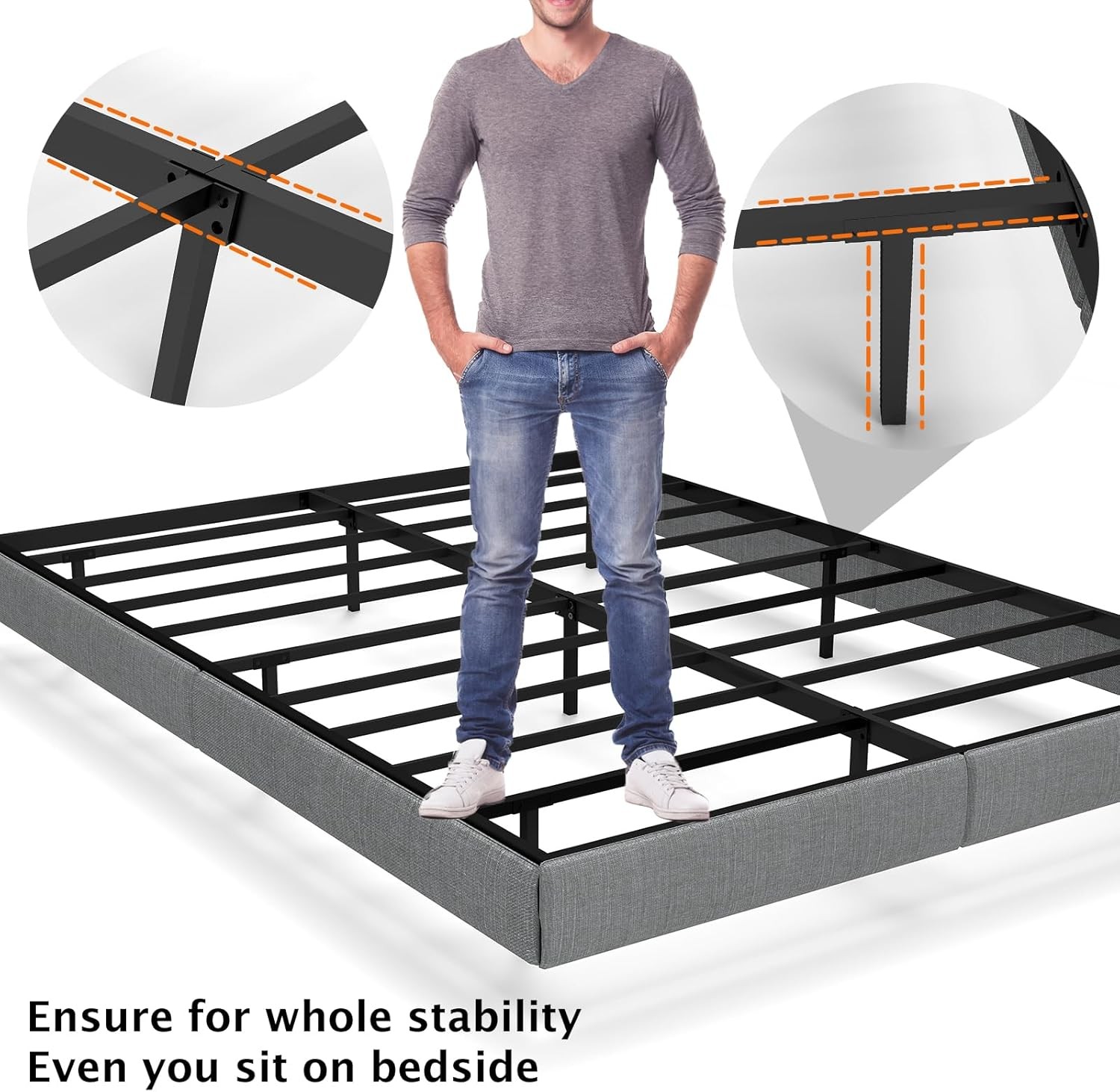 King Bed Frame ,Floating Metal Bed Frame King with LED Lights