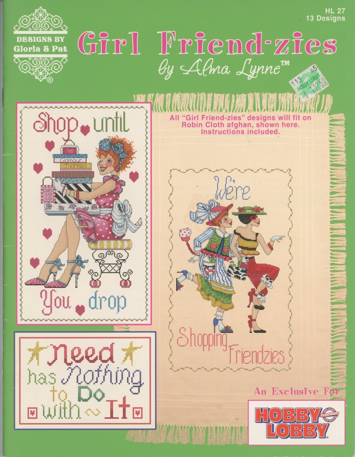 Gloria & Pat 25 Alma Lynne Girl Friend-zies 13 designs Cross Stitch Pattern