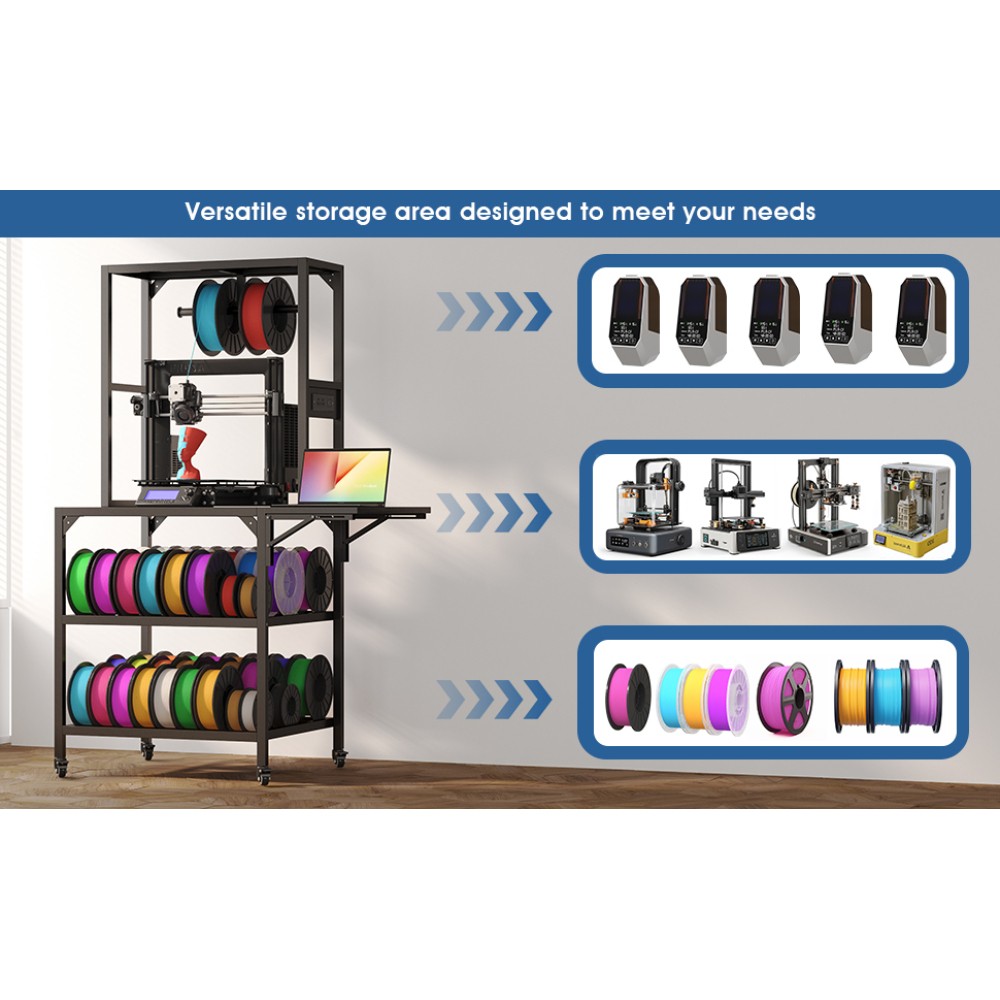 3D Printer Cabinet with Double Layer 3D Printer Filament Storage Rack