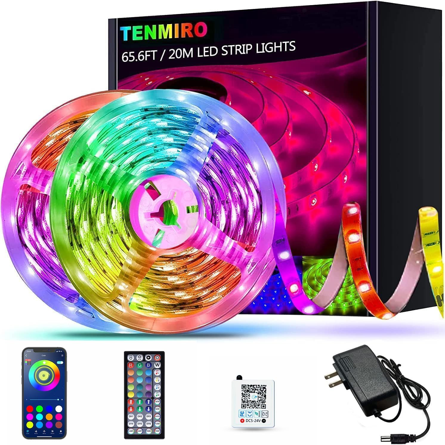 65.6Ft Led Strip Lights, Ultra Long RGB 5050 Color Changing LED Light S