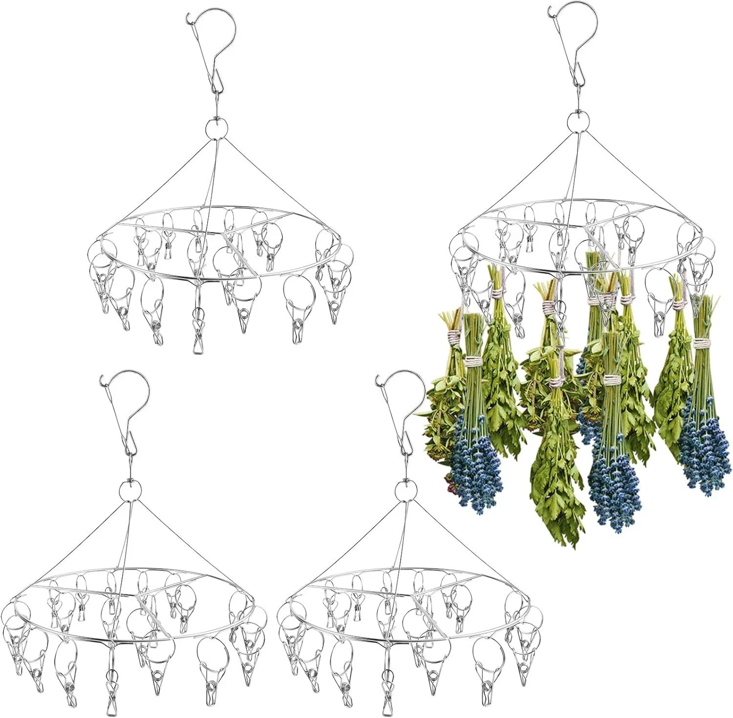 4Pcs Hanging Herb Drying Rack for Herb Stainless Steel Herb Drying Rack with ...