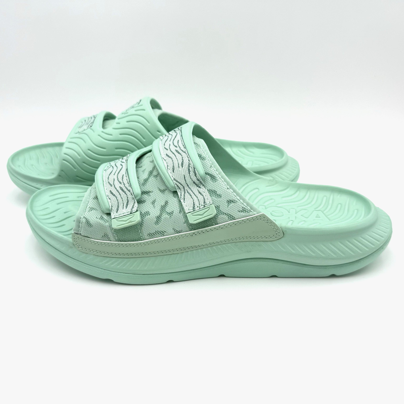 Hoka One One Ora Luxe Recovery Slide Sandals Men's 13 Comfort Mist Green FL1122J