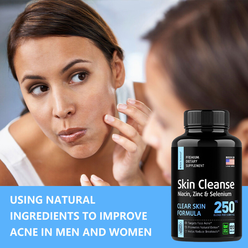 Skin Cleanse Zinc Raw Fights Face Acne Hormonal Balance Clear Skin 60 Capsules