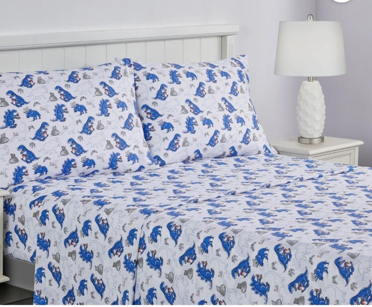 Your Zone Soft Microfiber Full Sheet Set Dinosaur & Video Games  Kids Easy Care