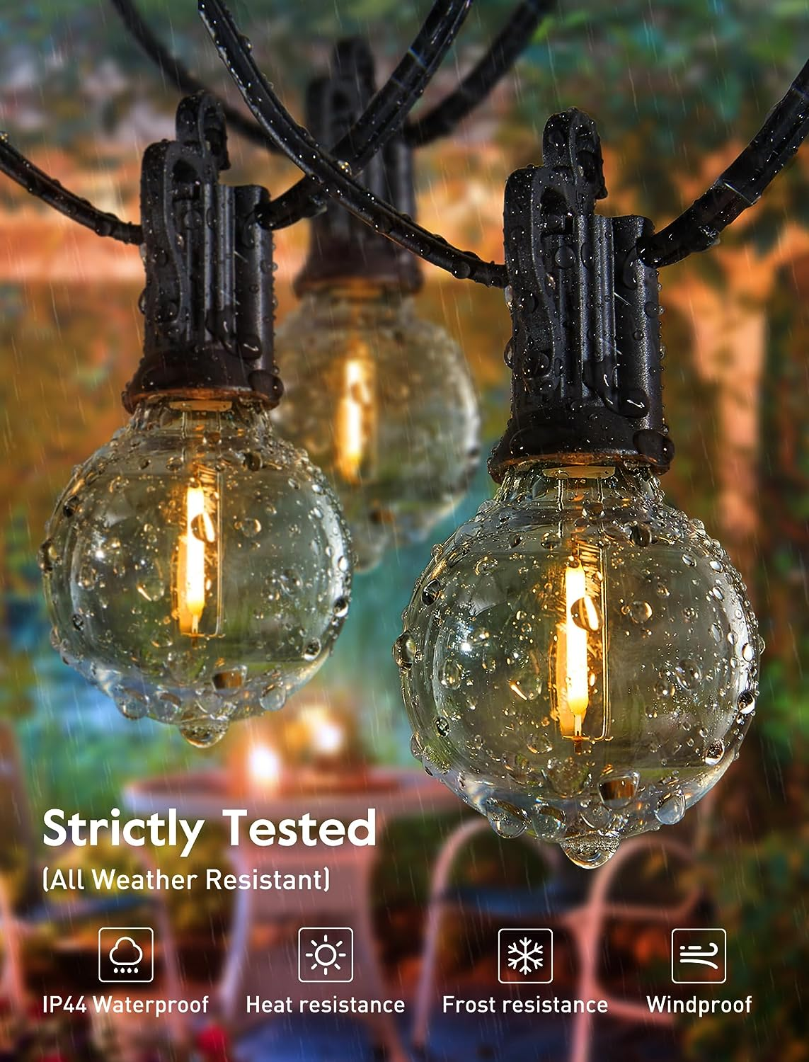 25FT Globe String Light with 27 Edison Bulbs (2Spare), Waterproof, Connectable