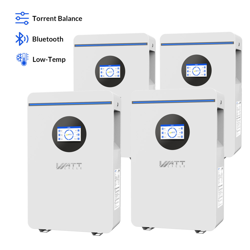 4Pack 48V 100Ah Wall Mounted LiFePO4 Lithium Battery Vertical Standing UL1973