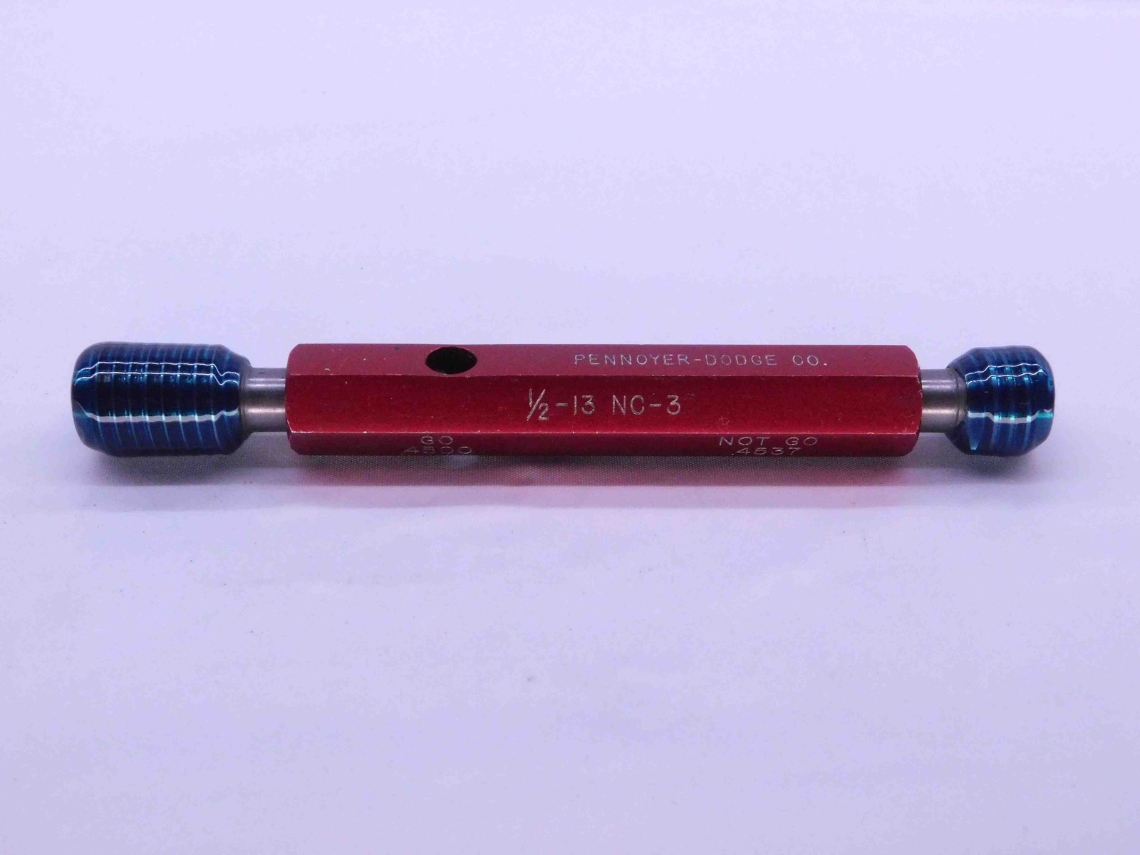 1/2 13 NC 3 THREAD PLUG GAGE .5 .50 .500 GO NO GO P.D.'S = .4500 & .4537 UNC-3