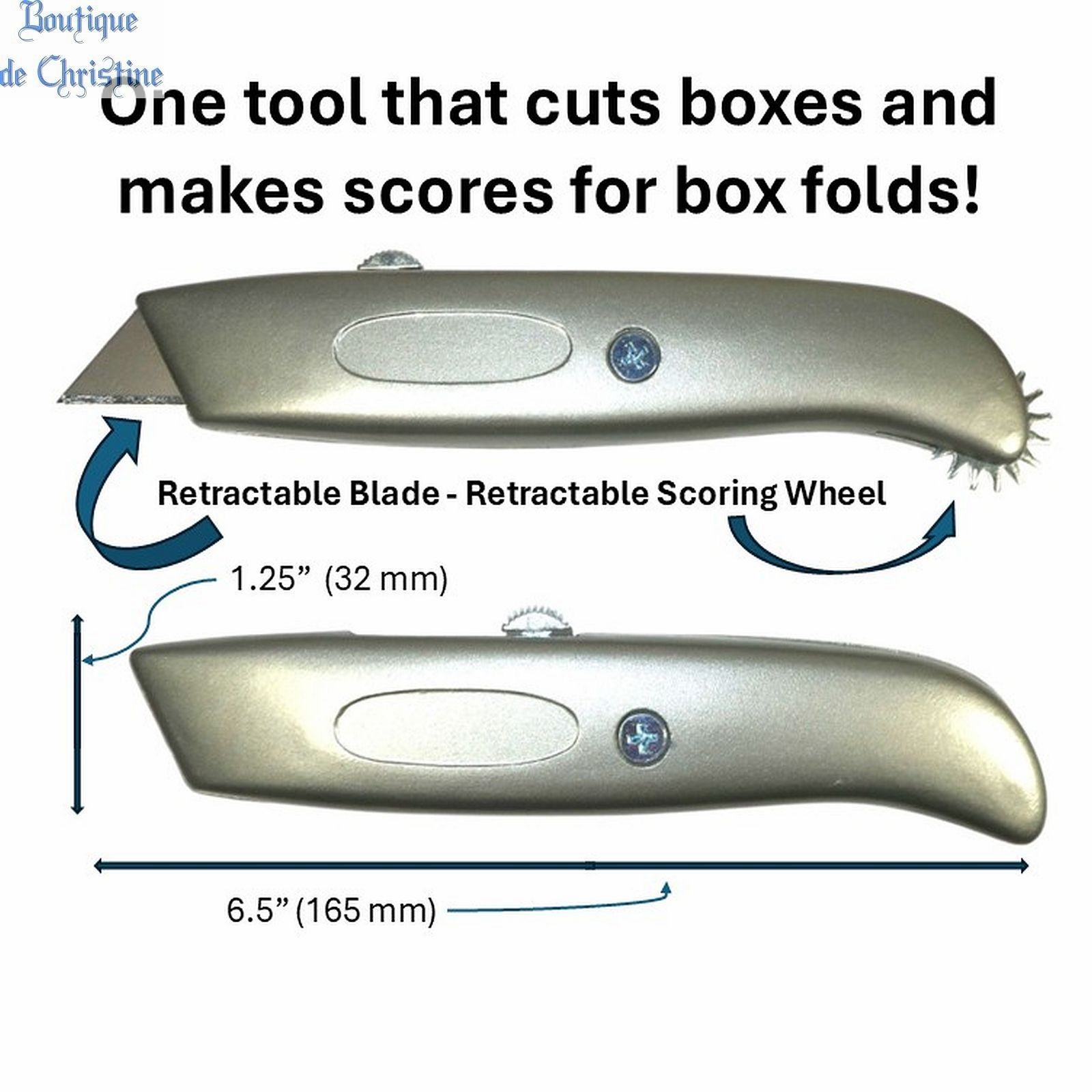 Box Sizer Resizer Utility Knife w/ Scoring Wheel and Heavy Duty Carton Cutter