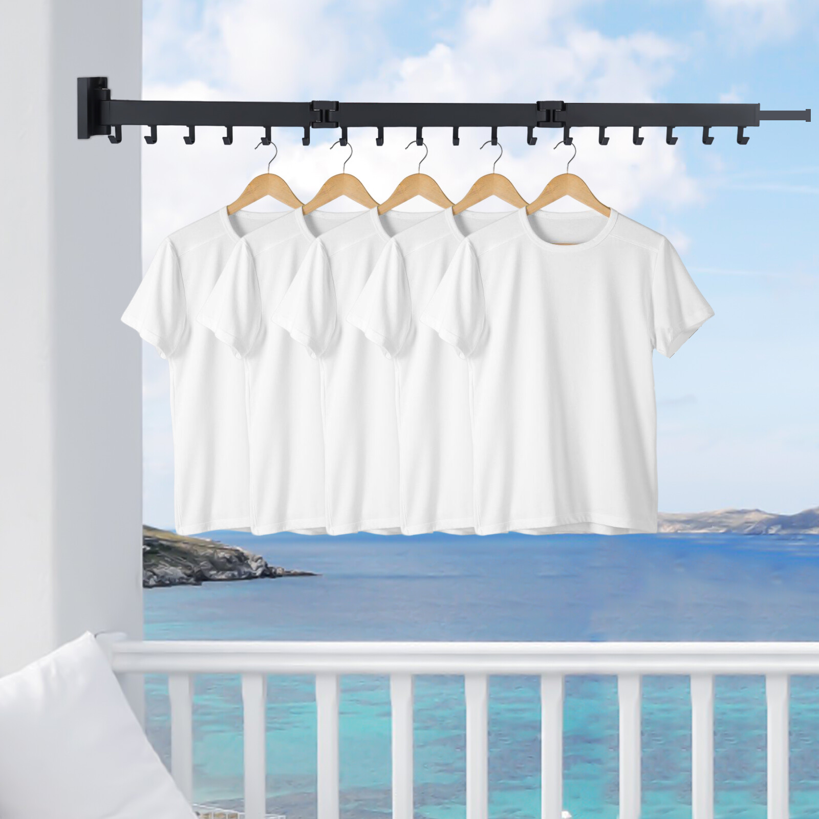 Wall Mounted Clothes Drying Rack Laundry Holder Shelf Folding Dryer Hanger