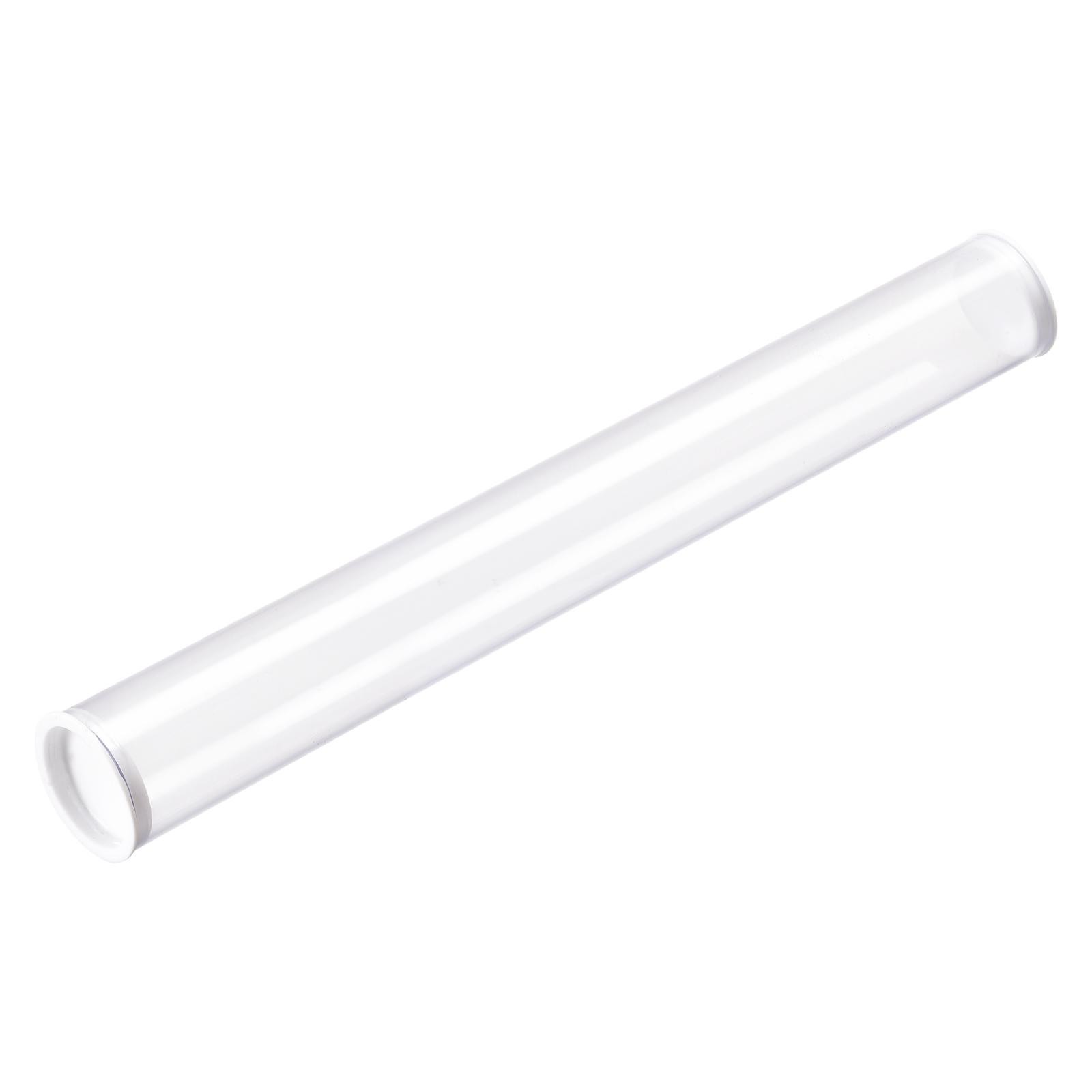 PC Rigid Round Clear Tubing 30mmx32mmx250mm Storage Tube with White Lids