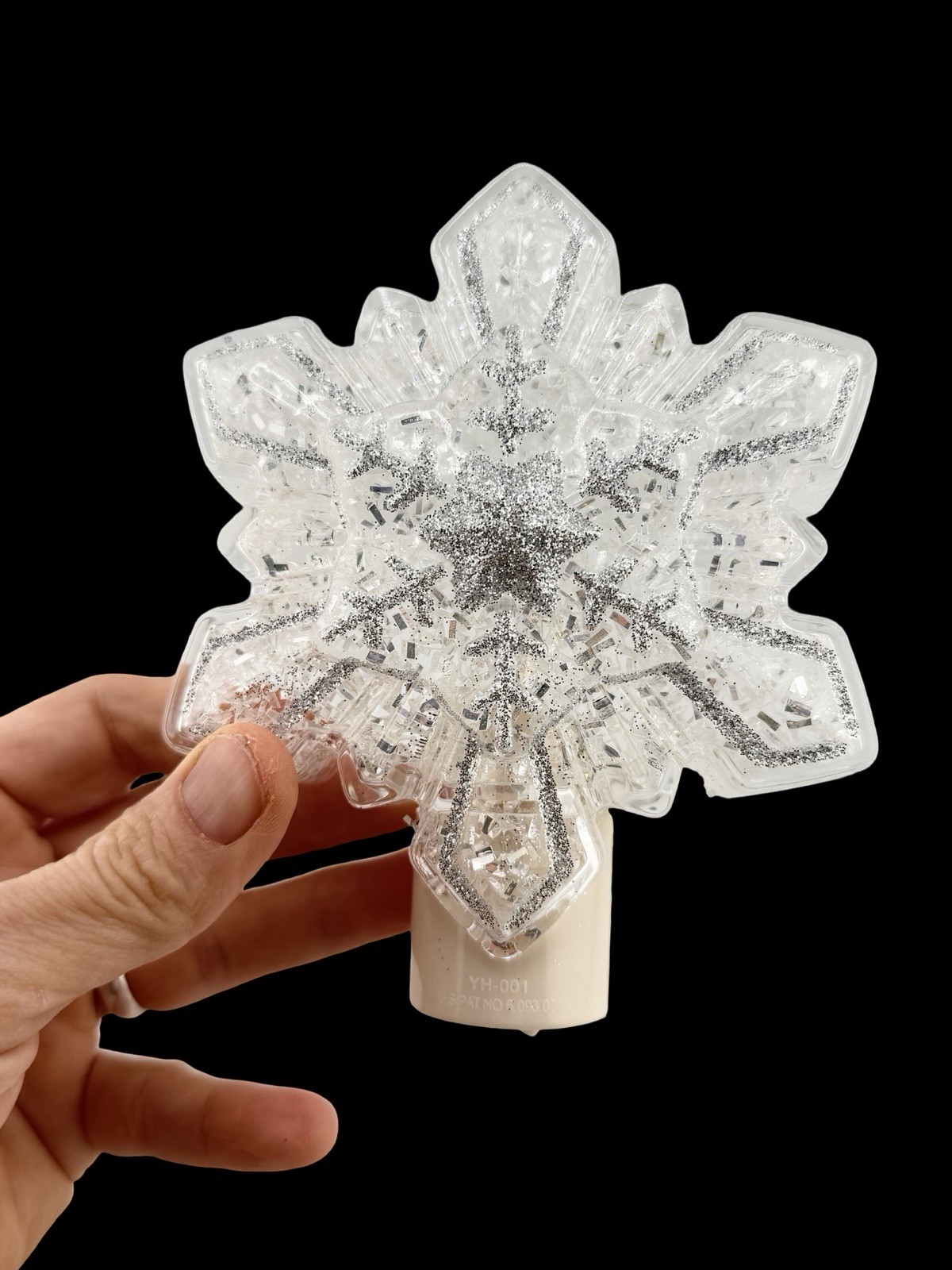 Christmas Snowflake Glitter Night Light Plug-In Holiday Decor UL Listed