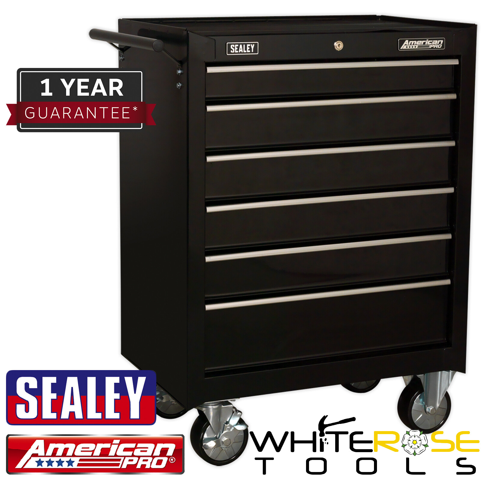 Sealey American Pro Rollcab 6 Drawer with Ball-Bearing Slides - Black