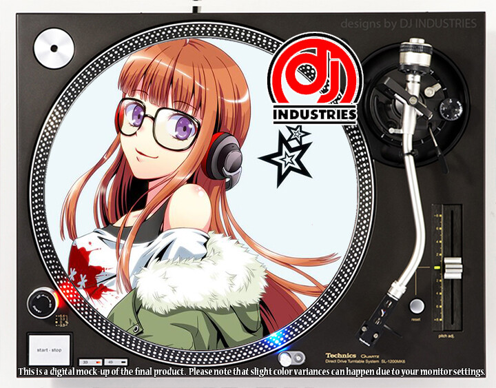 Anime Headphone Girl Kristi - 7"-12" DJ slipmat for  turntable record player