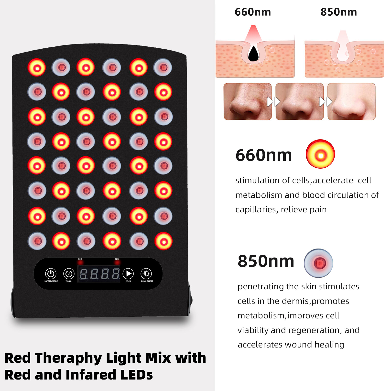 LED Red Light Therapy w/ Timer,Infrared Light Therapy for Pain Relief Infrared