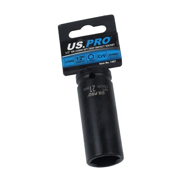 US PRO Tools 21mm 1/2''Dr 6 Point Deep Impact Socket 1367