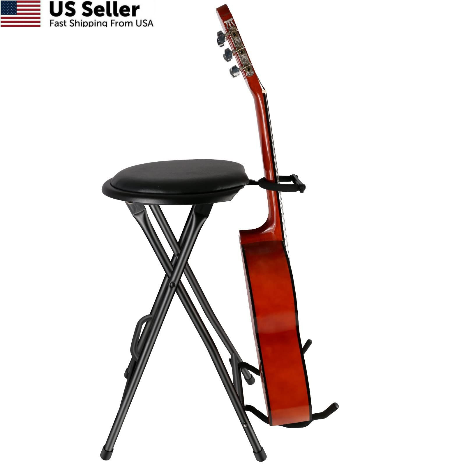 EASTROCK Portable Guitar Stool with Stand – Folding Small, Black
