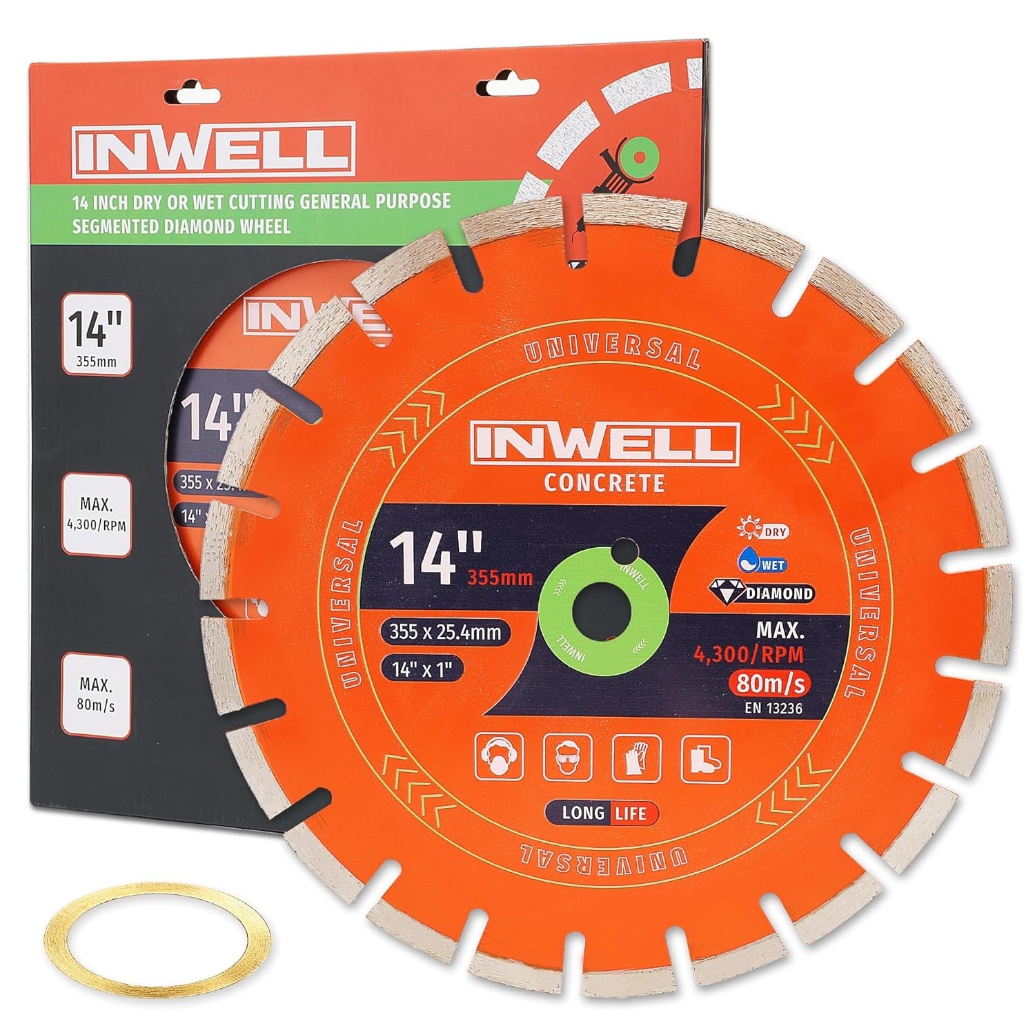 Precision 14 Inch Diamond Cutting Blade - Thin 3.55mm Design for Tough Materials