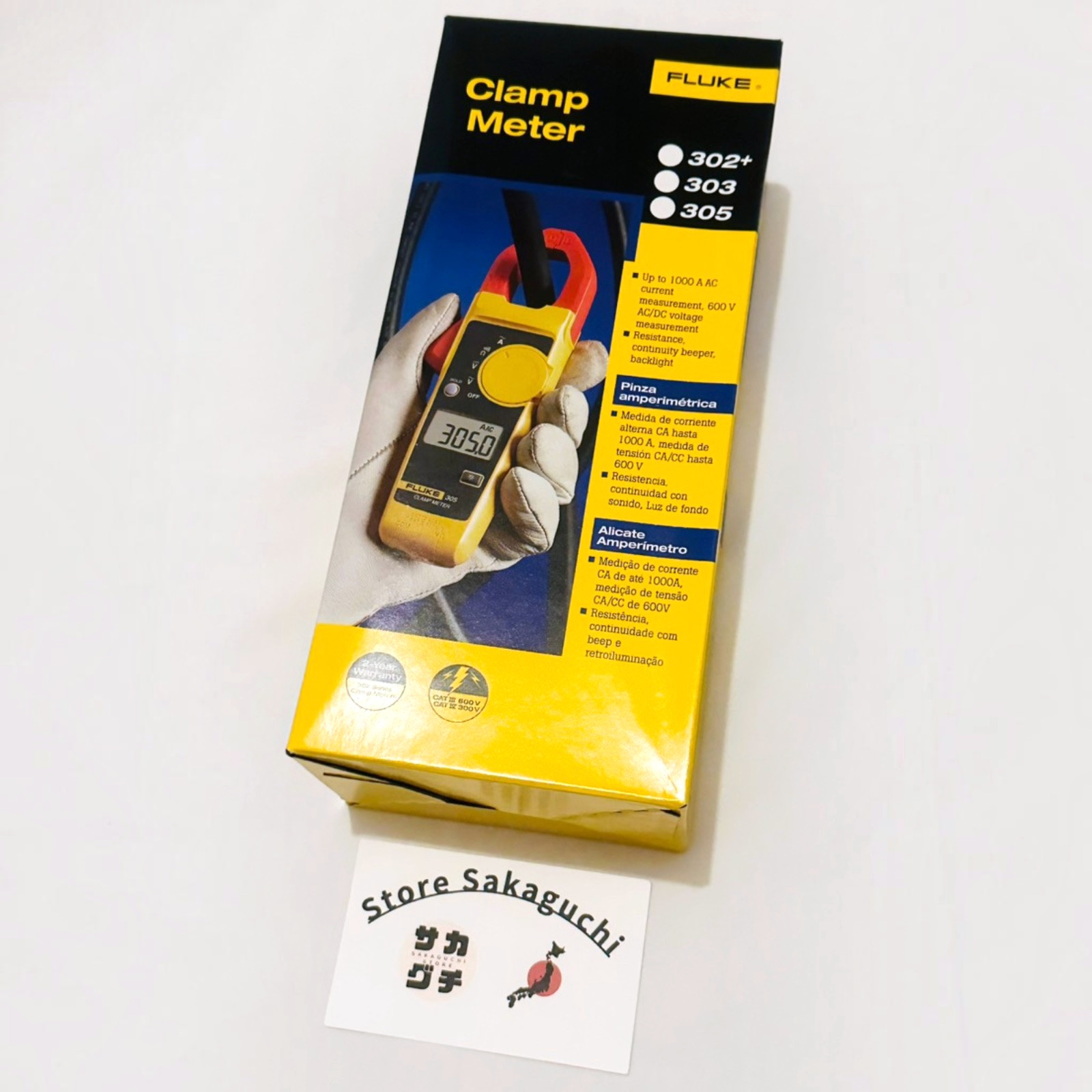 Fluke 302+ Digital Clamp Meter 400A AC Current 600V CAT III Backlit Display