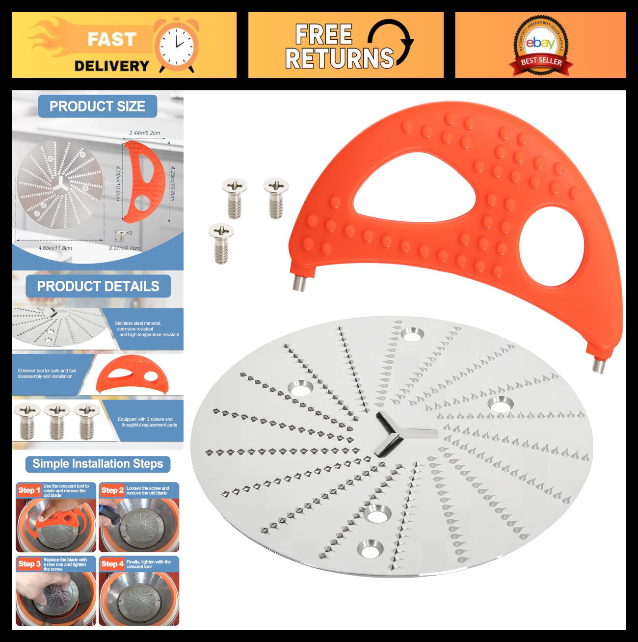 Replacement Juicer Blade Compatible with Power Juice, Safe Stainless Steel Parts