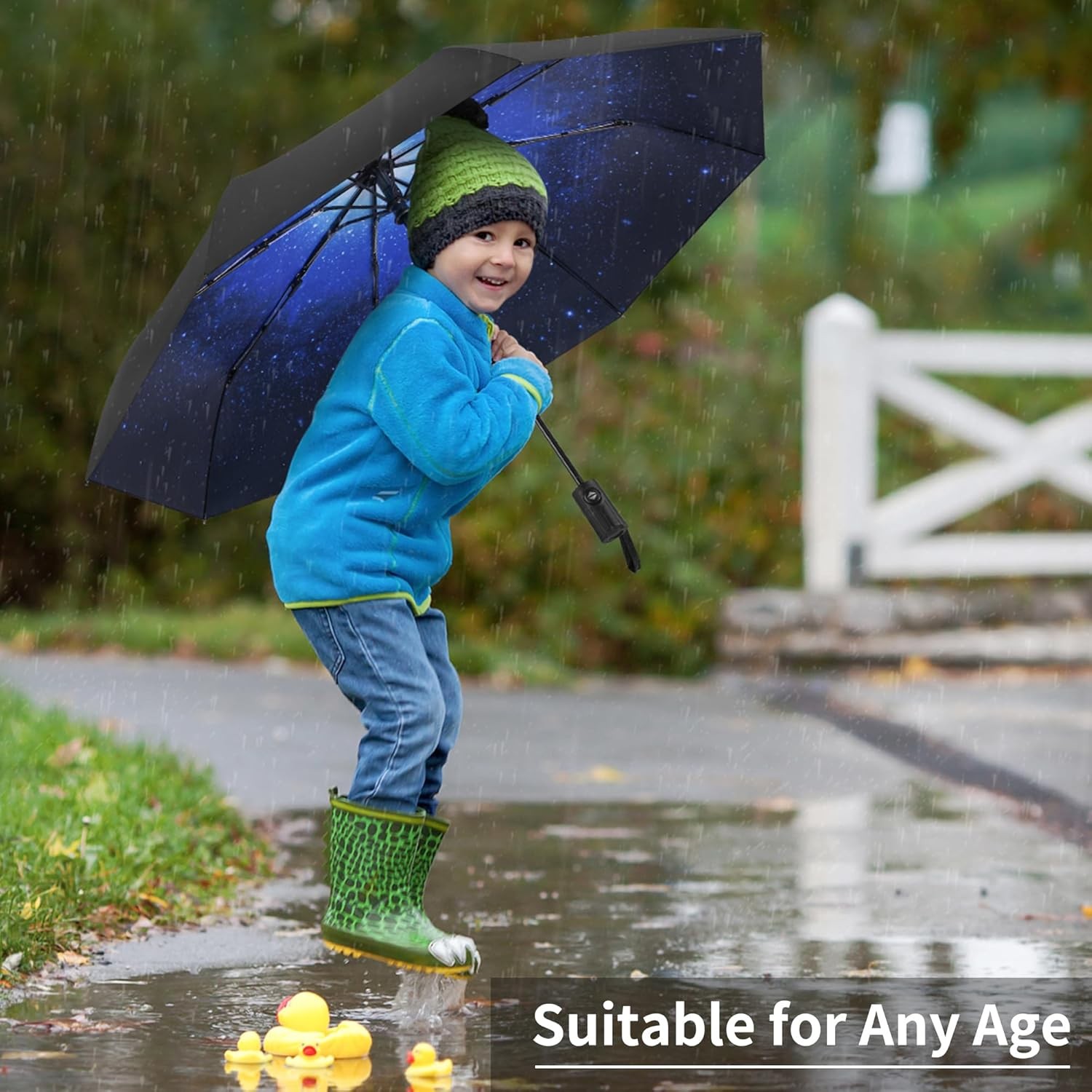 Seniny Windproof Travel Umbrella, Automatic Umbrellas for Rain, Portable & Compa
