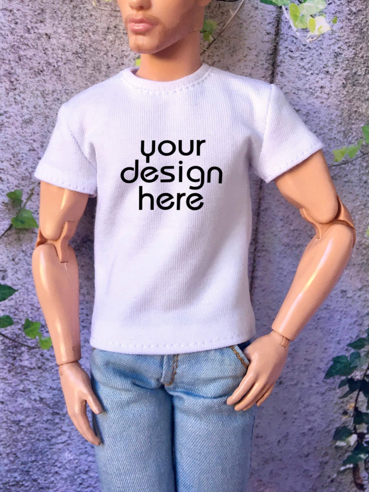 Vital Custom Print Short Sleeve T-shirt for Ken Doll 12 Inch