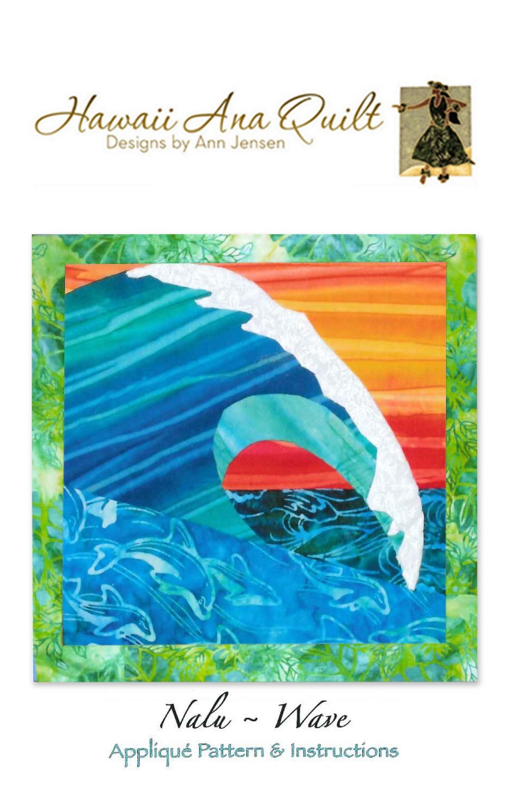 Tropical Hawaiian 16 Quilt Patterns Set~Raw Edge or Needle Turn Applique Pattern