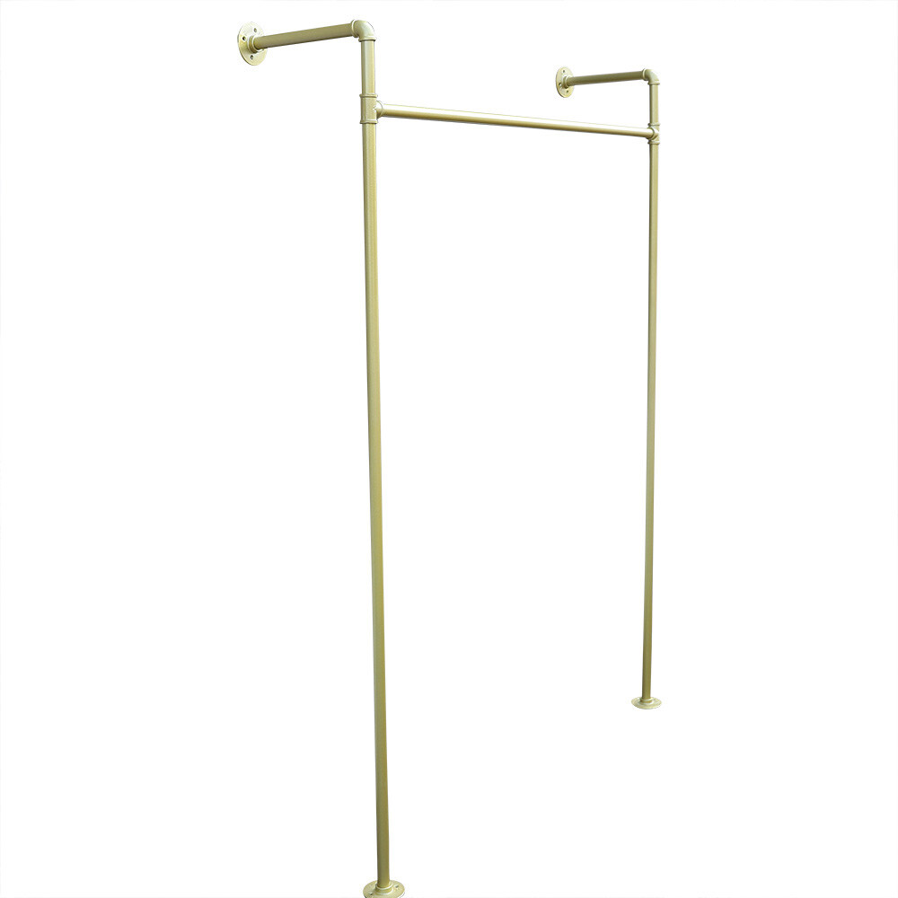 Golden Wall Mounted Clothes Rack Pipe Garment Hanging Shelf Corrosion-Resistant